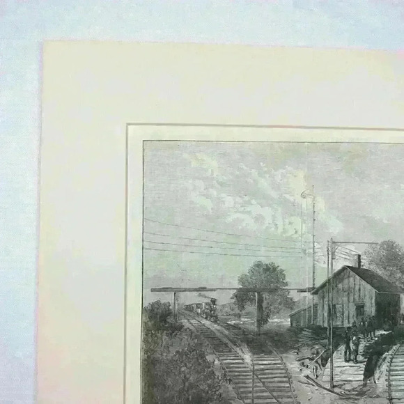 Art Print Revere Massachusetts Railroad Train Wreck Scene Antique 1871 RARE - Picture 4 of 12